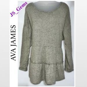 New Grey Drop Tier Hem Plus 1X Top